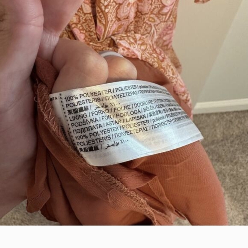 Mango Pink Orange Floral Long Sleeve Maxi Dress - Size 6 - Picture 3 of 4